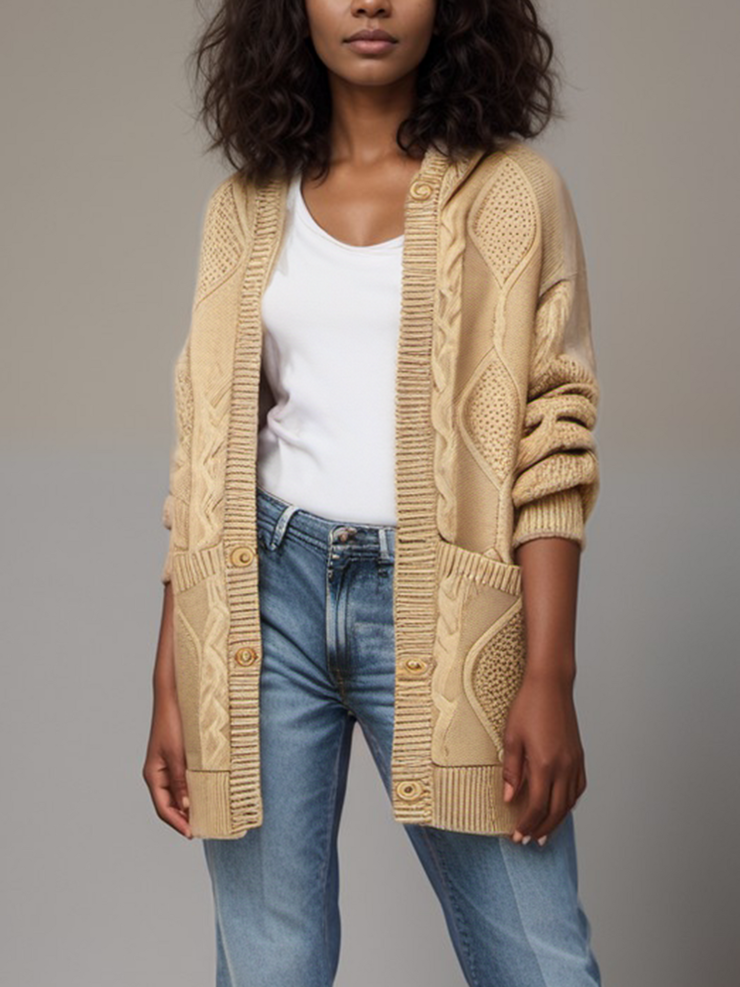 Cardigan avec capuche et patte de boutonnage