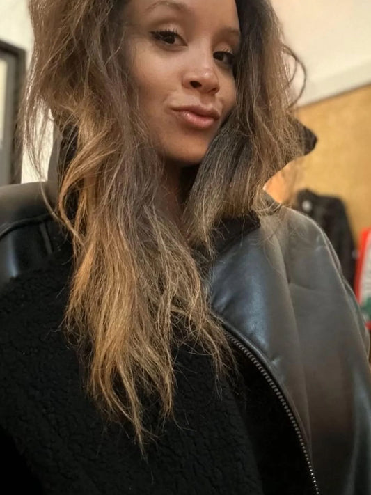 Übergroße Aviator-Jacke aus recyceltem veganem Shearling | Vegane Lederjacken