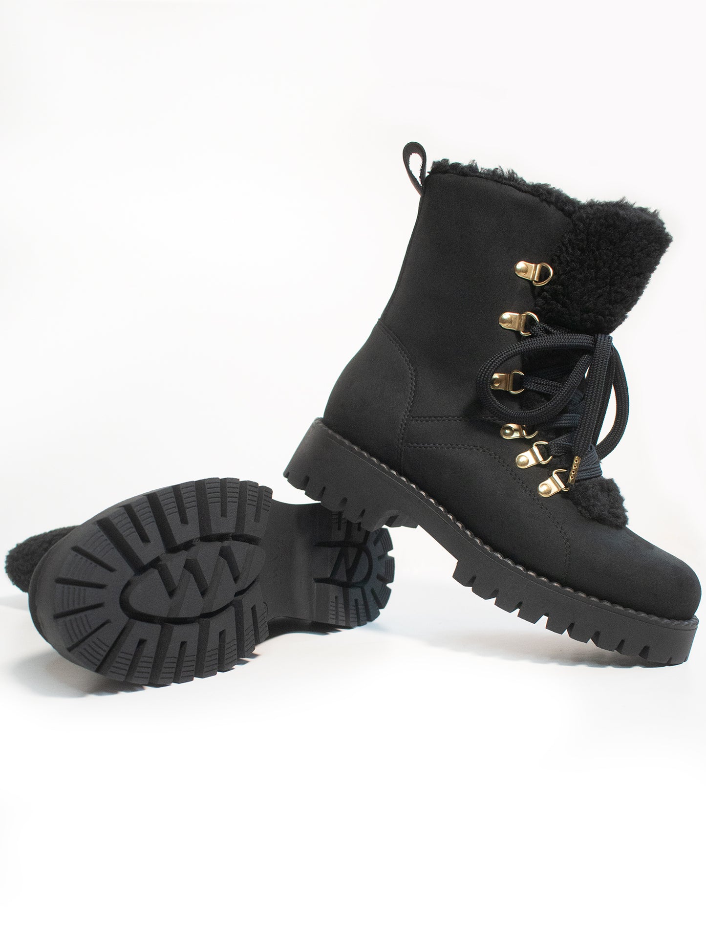 Recycelte vegane Shearling-Stiefel