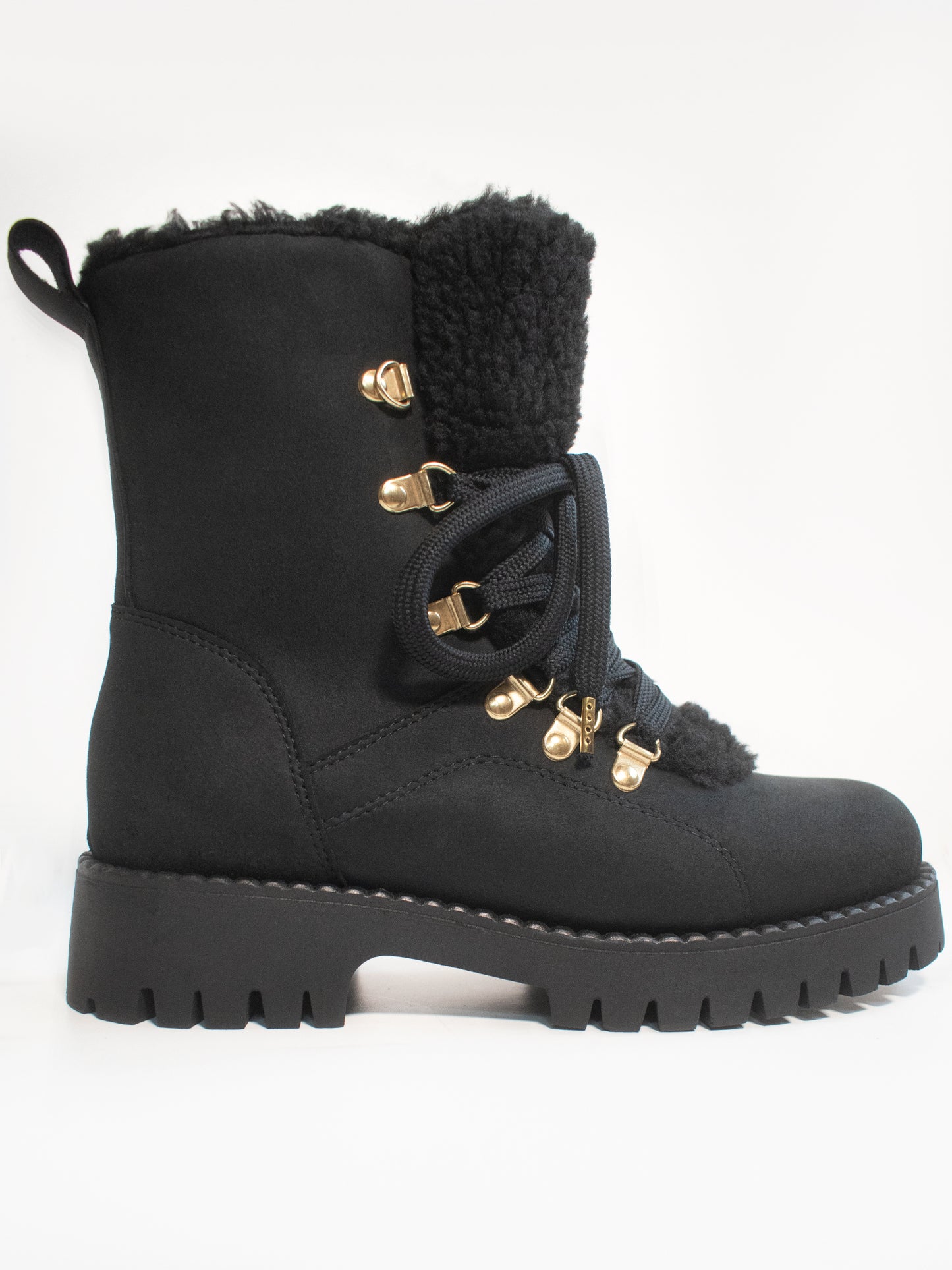 Recycelte vegane Shearling-Stiefel