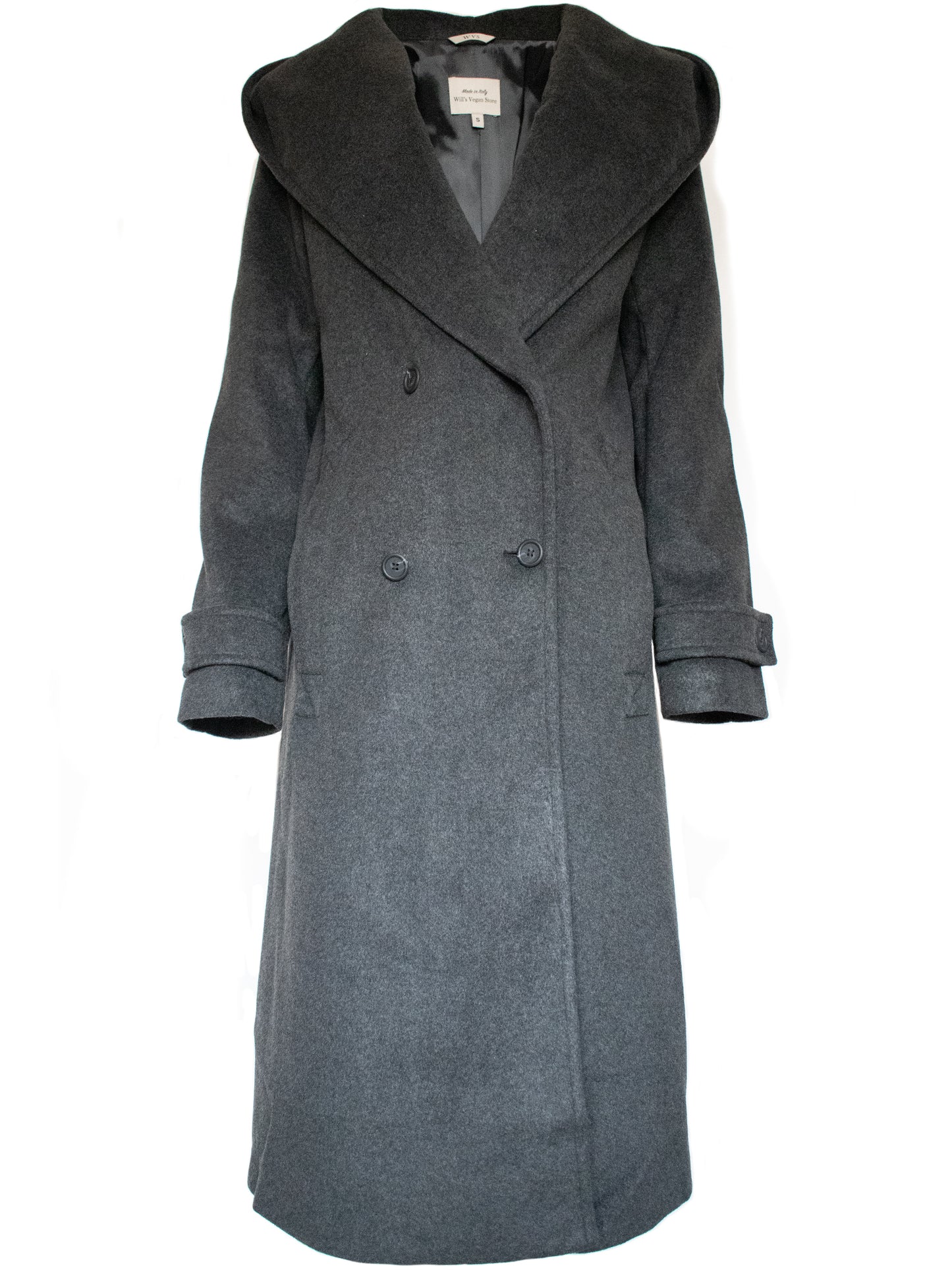 Manteau long portefeuille en laine végétalienne