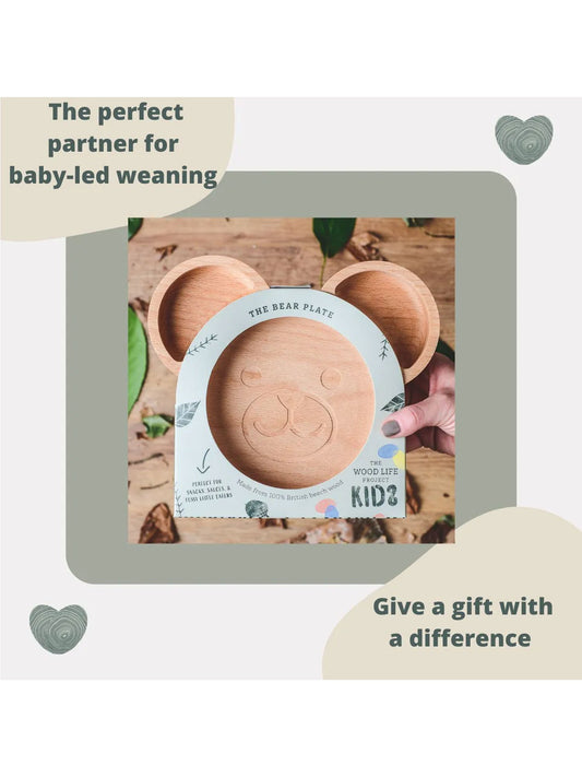 The Wood Life Project Umweltfreundlicher Holzbären Teller Kinder Teller |