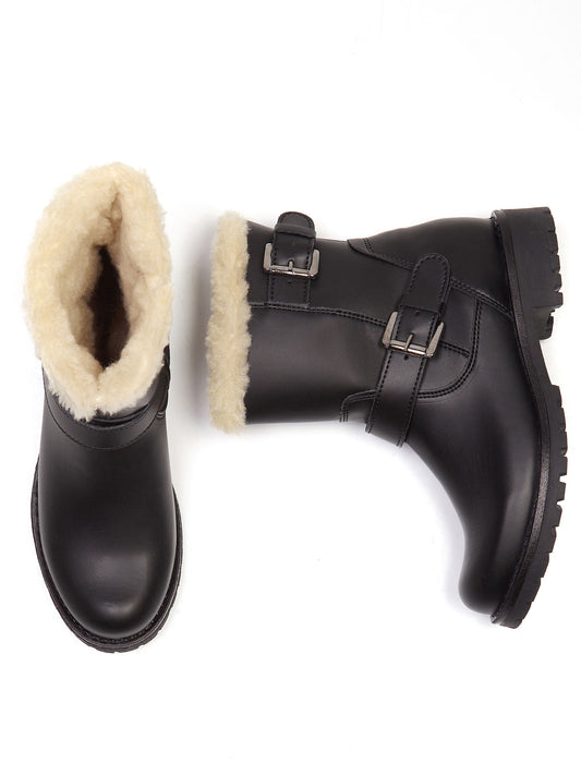 Isolierte Biker-Stiefel | Vegane Winterstiefel