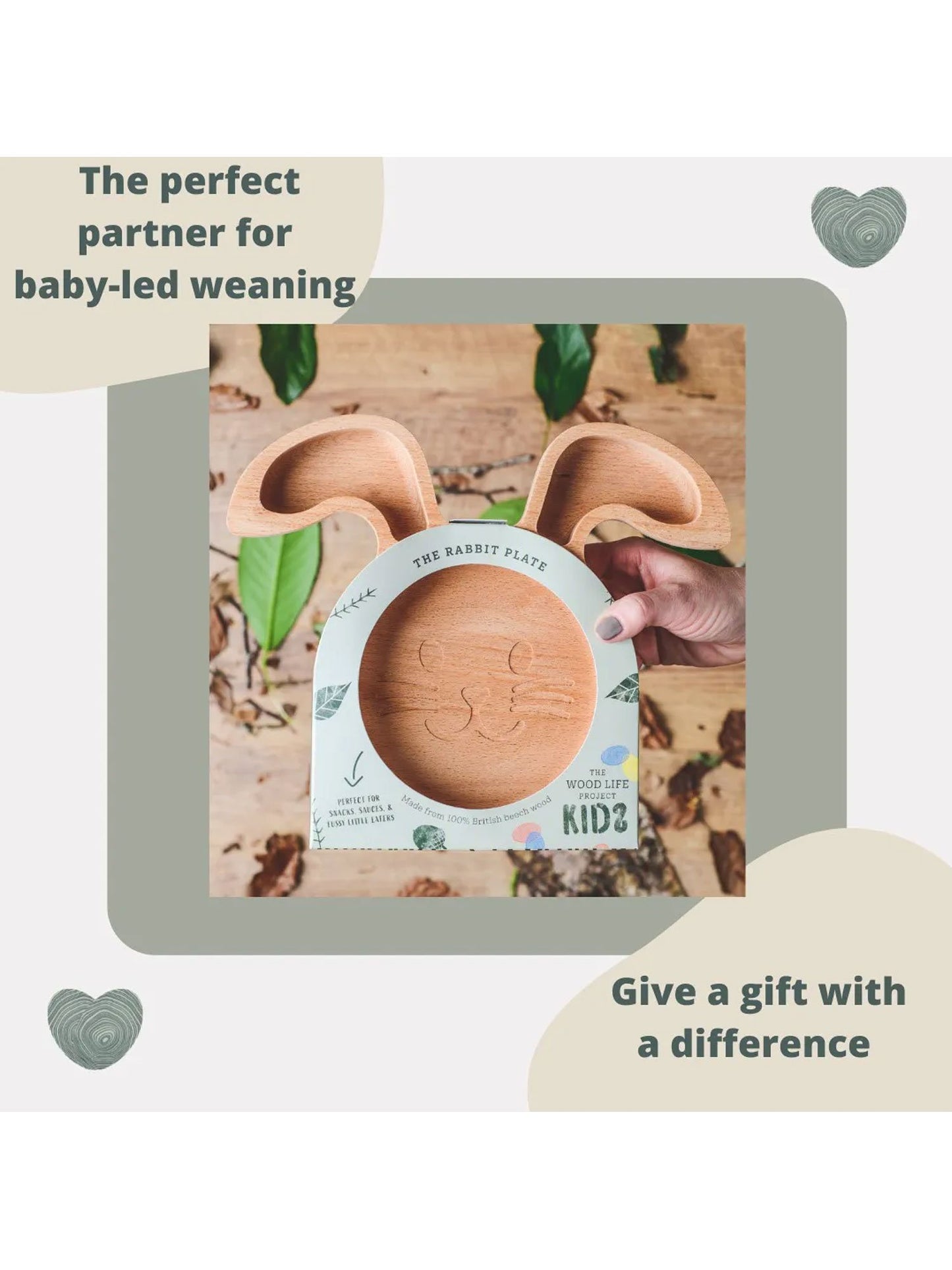 The Wood Life Project Umweltfreundlicher Holz Kaninchen Teller Kinder Teller