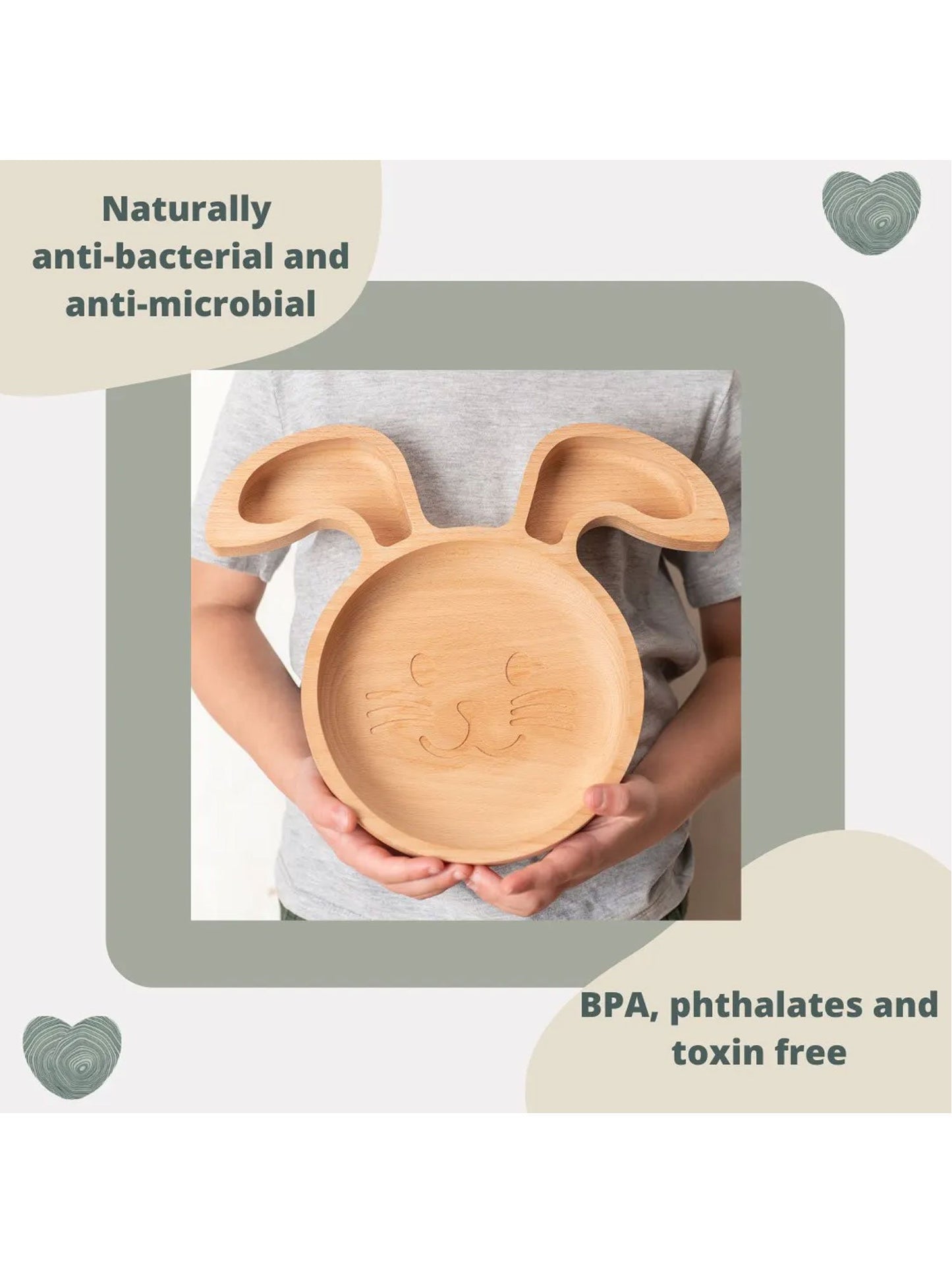 The Wood Life Project Umweltfreundlicher Holz Kaninchen Teller Kinder Teller