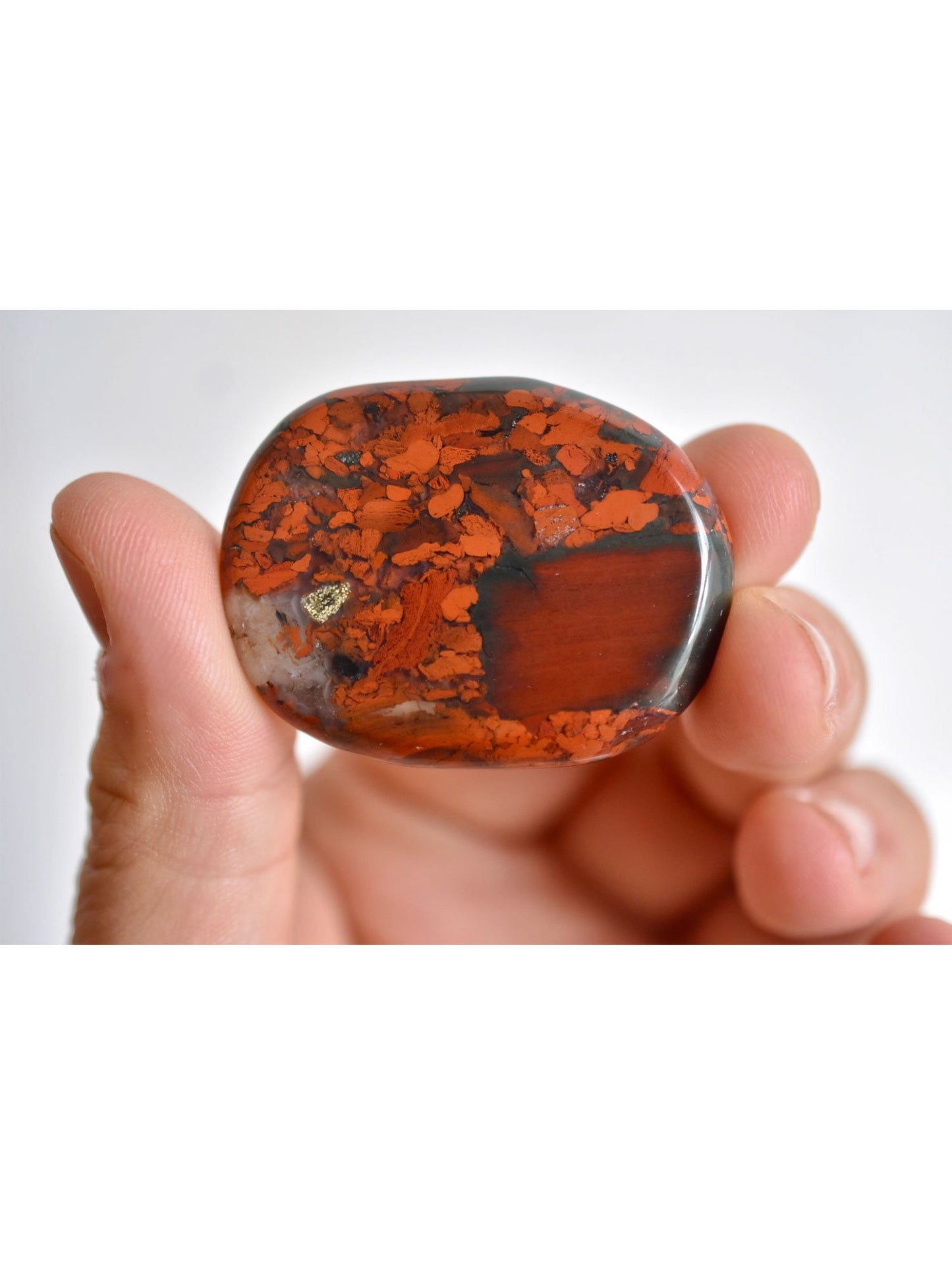 Open Heart Apothecary Brecciated Jaspis Palm Stones Natürliche Rote Kristalle