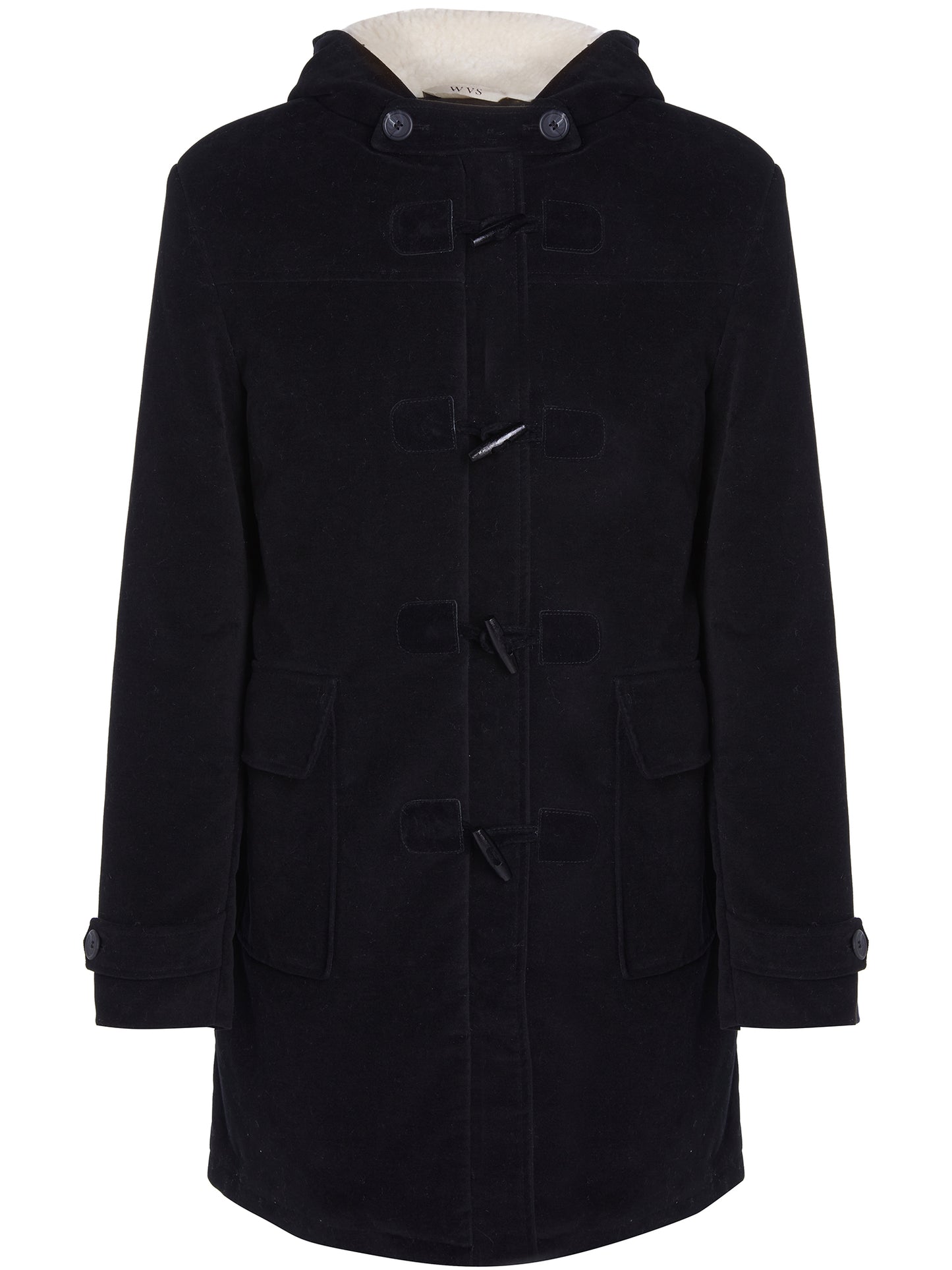 Duffle-coat en laine végétalienne avec peau lainée végétalienne recyclée