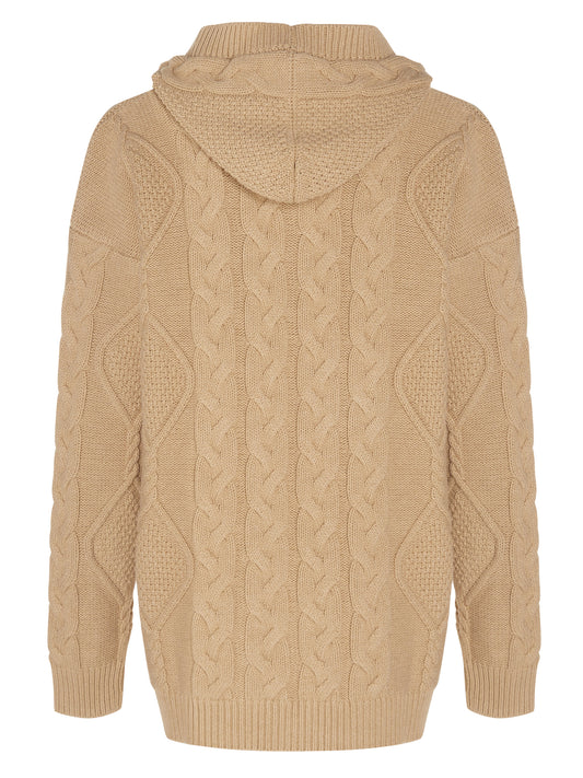 Strickjacke mit Kapuze und Knopfleiste | Vegane Strickwaren