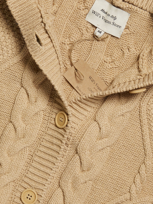 Strickjacke mit Kapuze und Knopfleiste | Vegane Strickwaren