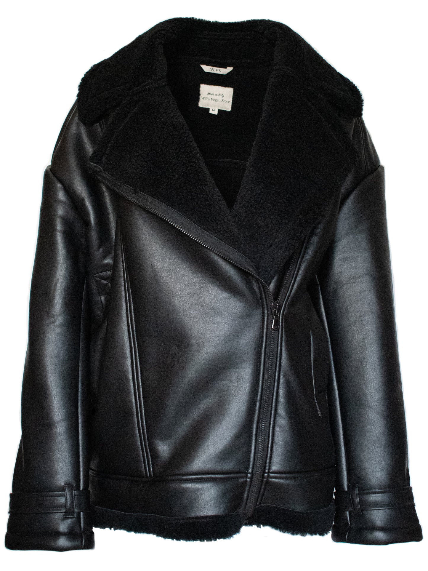 Übergroße Aviator-Jacke aus recyceltem veganem Shearling