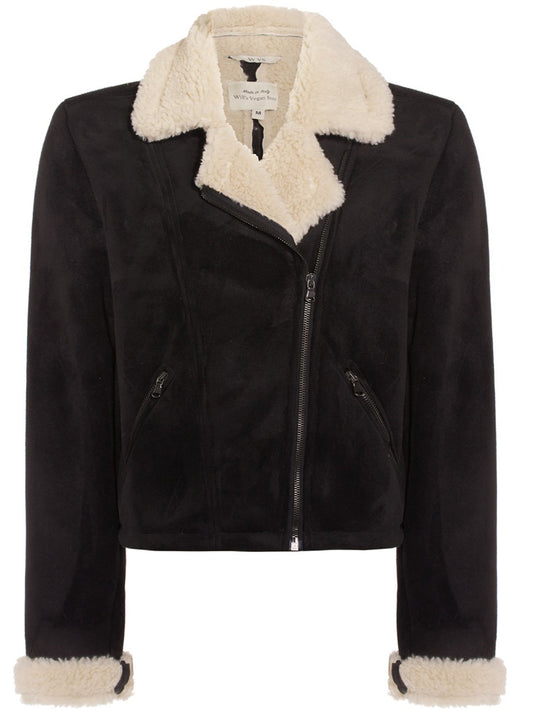 Recycelte Vegane Shearling Moto Jacke | Vegane Lederjacken