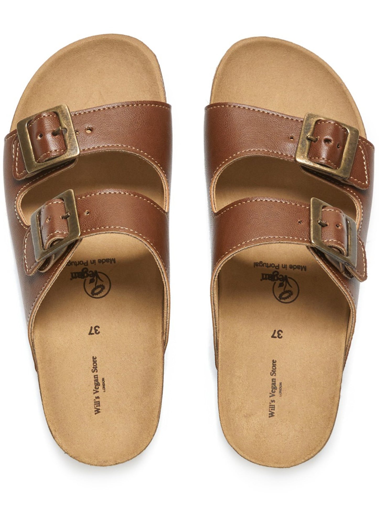 Zwei-Riemen-Fußbett-Sandalen | Will's Vegan Shop
