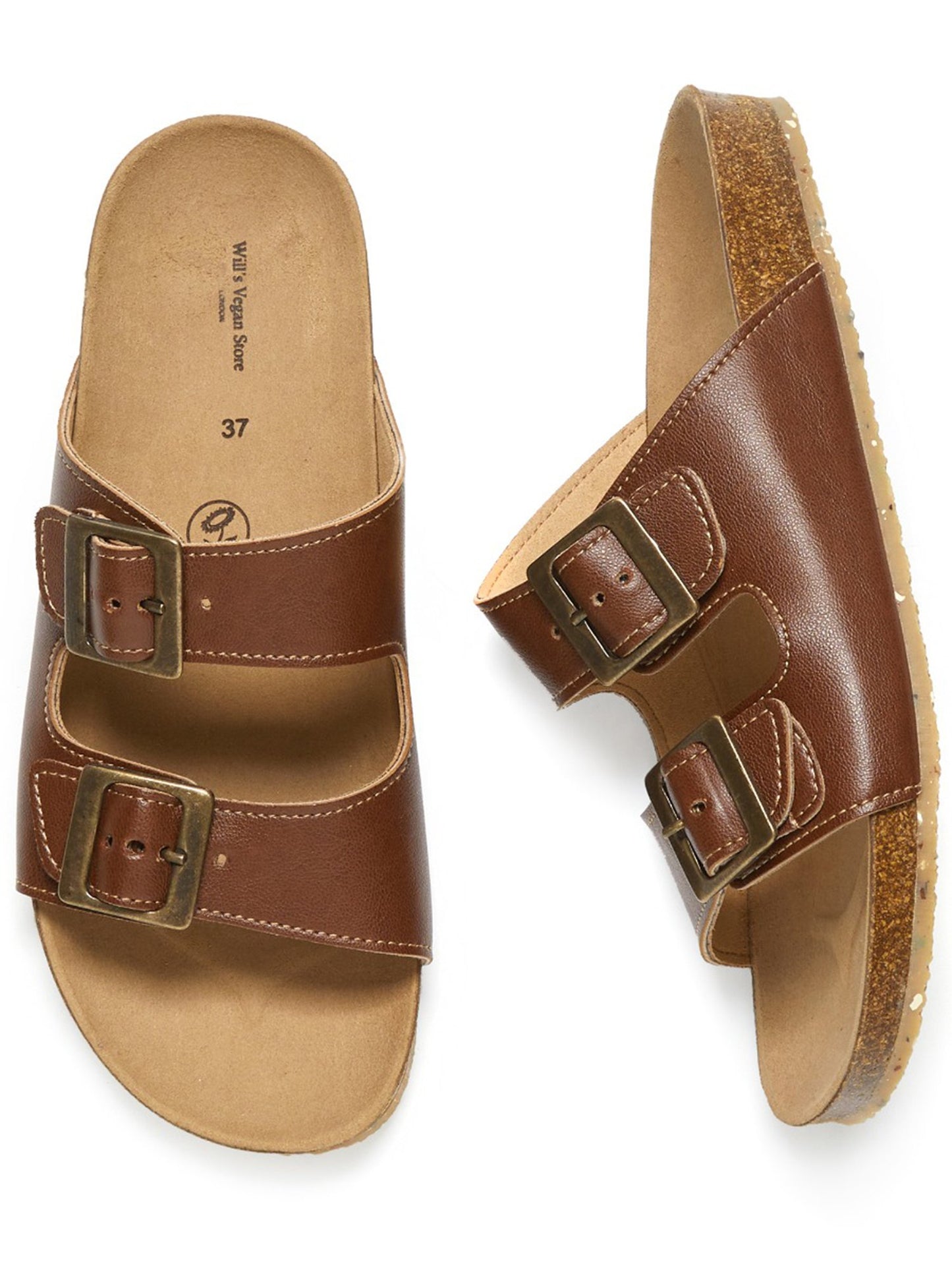 Zwei-Riemen-Fußbett-Sandalen | Will's Vegan Shop