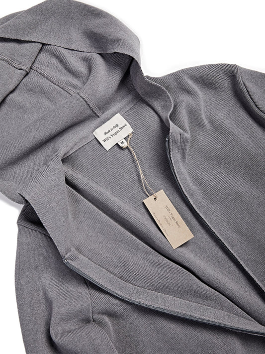 Recycelter Kapuzenstrickpullover mit Reißverschluss | Vegane Strickwaren