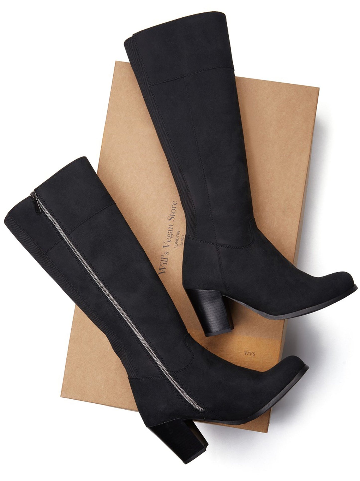 Kniehohe Stiefel mit Absatz | Will's Vegan Shop