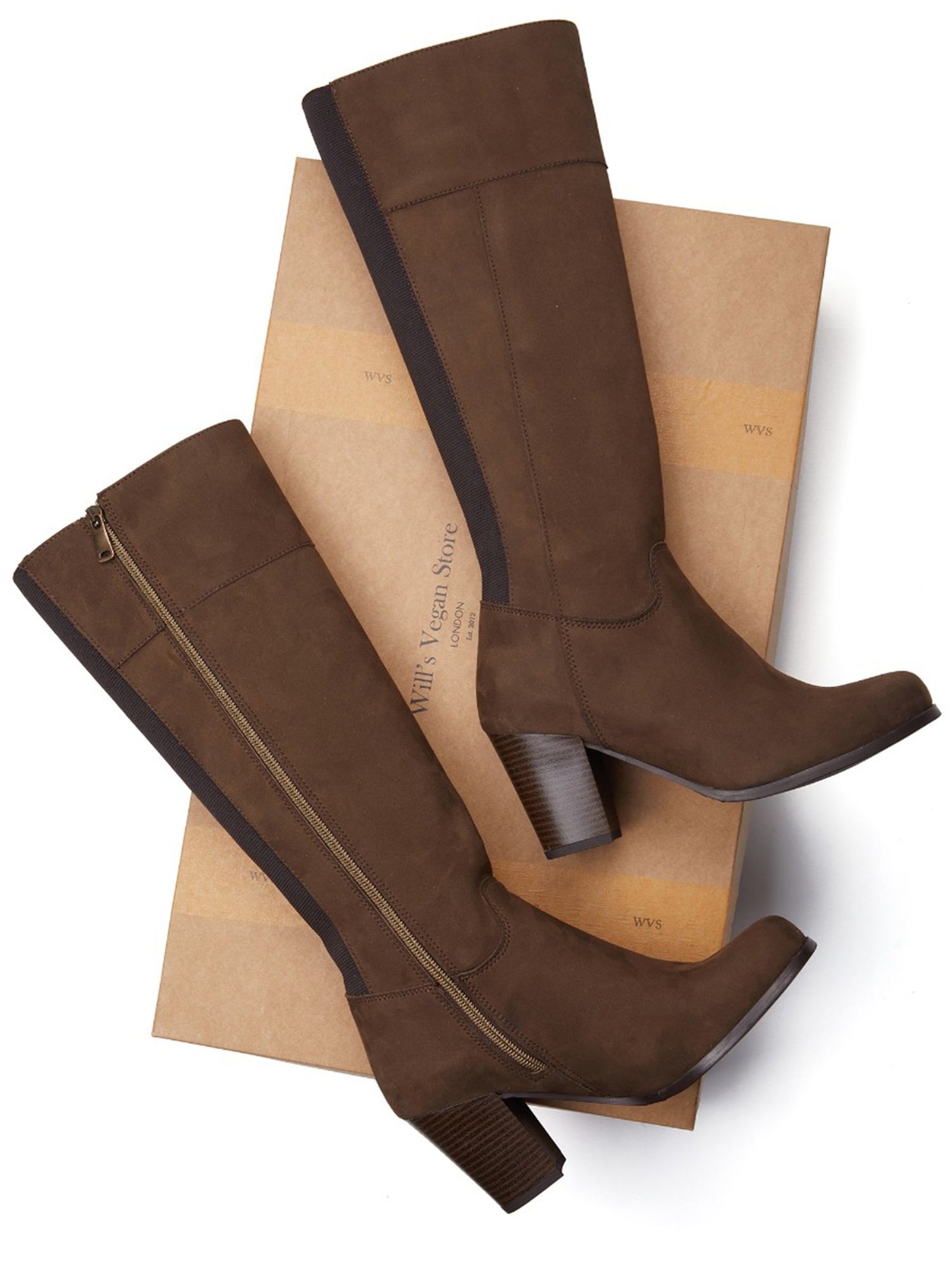 Kniehohe Stiefel mit Absatz | Will's Vegan Shop