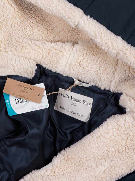 Recycelter Veganer Shearling-Pullover | Vegane Daunenjacken