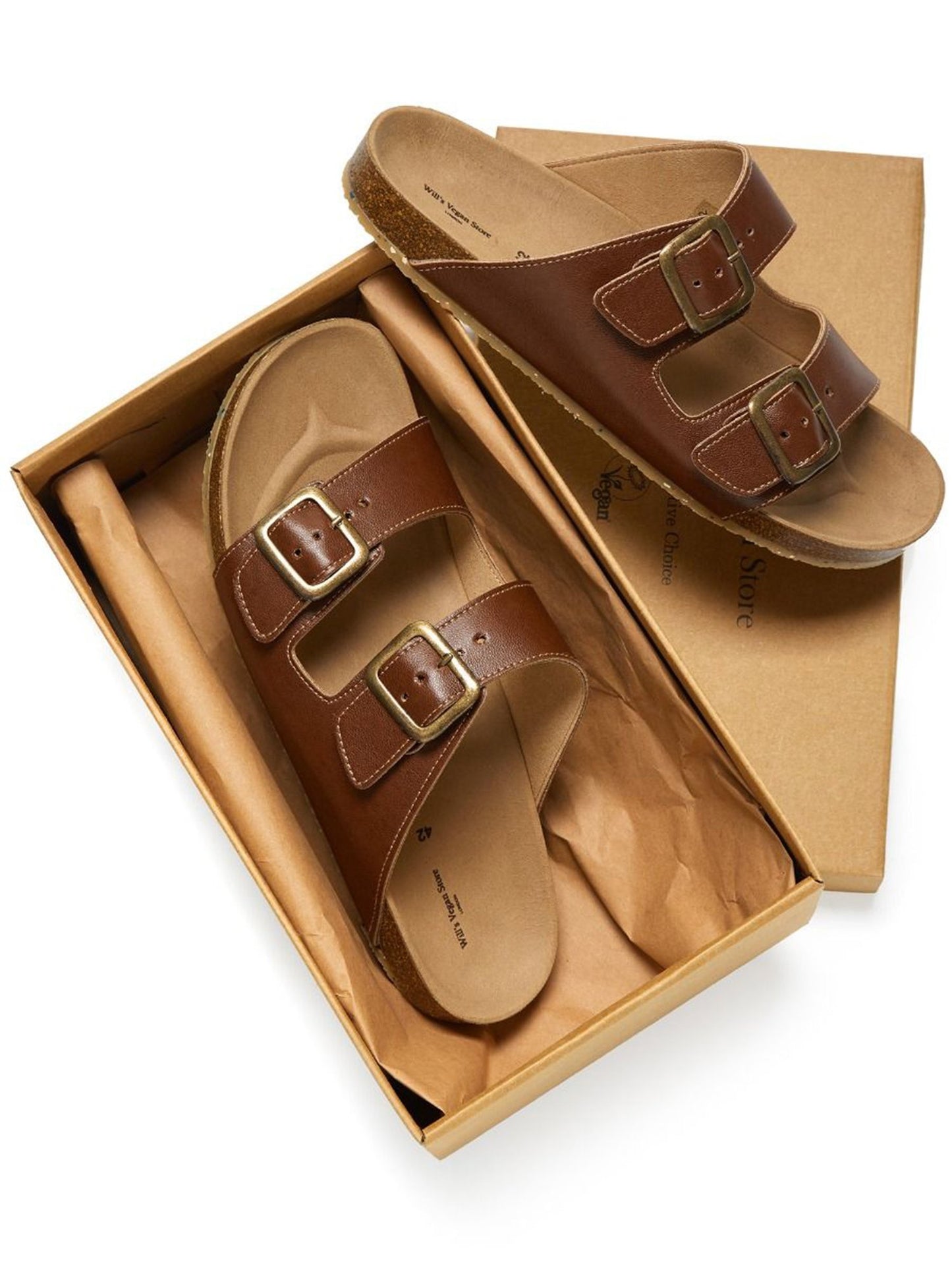 Zwei-Riemen-Fußbett-Sandalen | Will's Vegan Shop