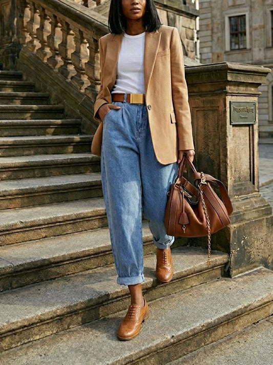 Weit geschnittene Oxford Brogues