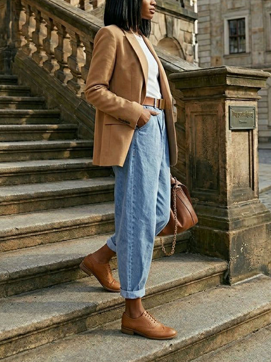 Weit geschnittene Oxford Brogues