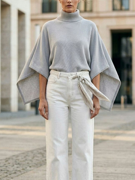 Recycelter Strick-Poncho