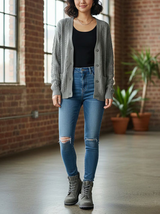 Strickjacke mit Knopfleiste | Vegane Strickwaren