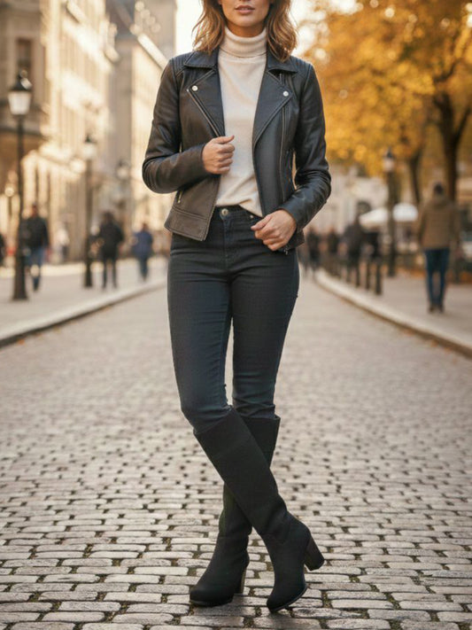 Kniehohe Stiefel mit Absatz | Vegane Stiefel