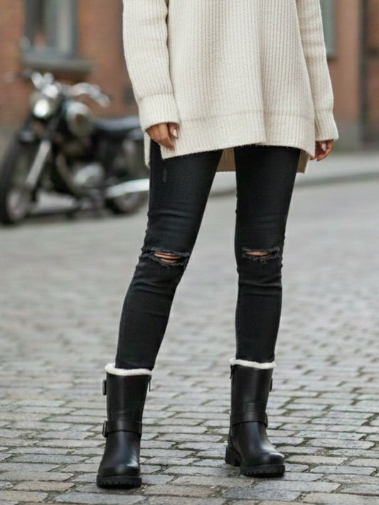 Isolierte Biker-Stiefel | Vegane Winterstiefel