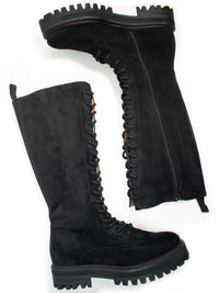 Hohe Schnürstiefel aus veganem Wildleder