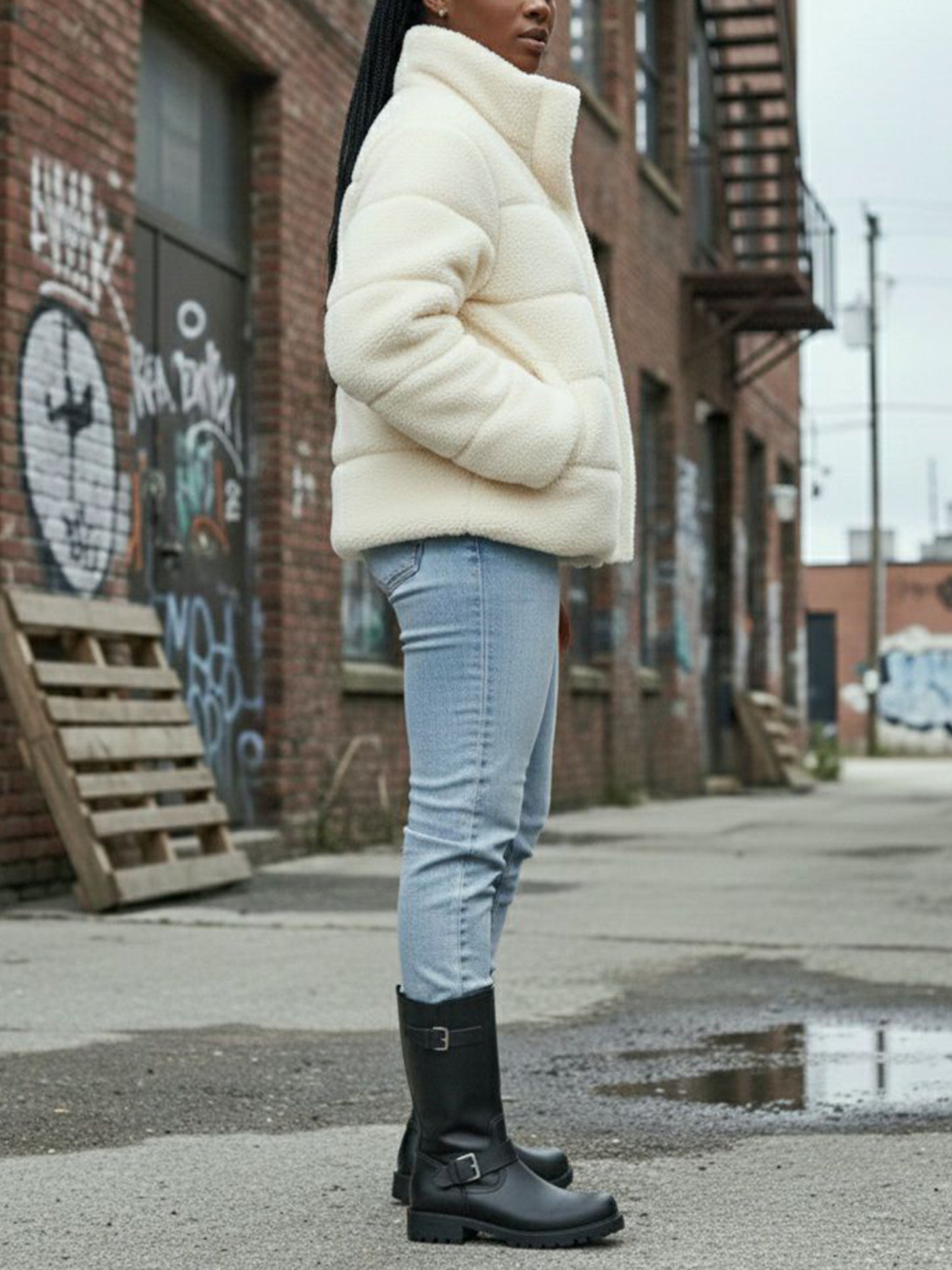 Recycelte Teddy-Pufferjacke