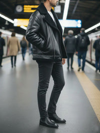 Übergroße Aviator-Jacke aus recyceltem veganem Shearling