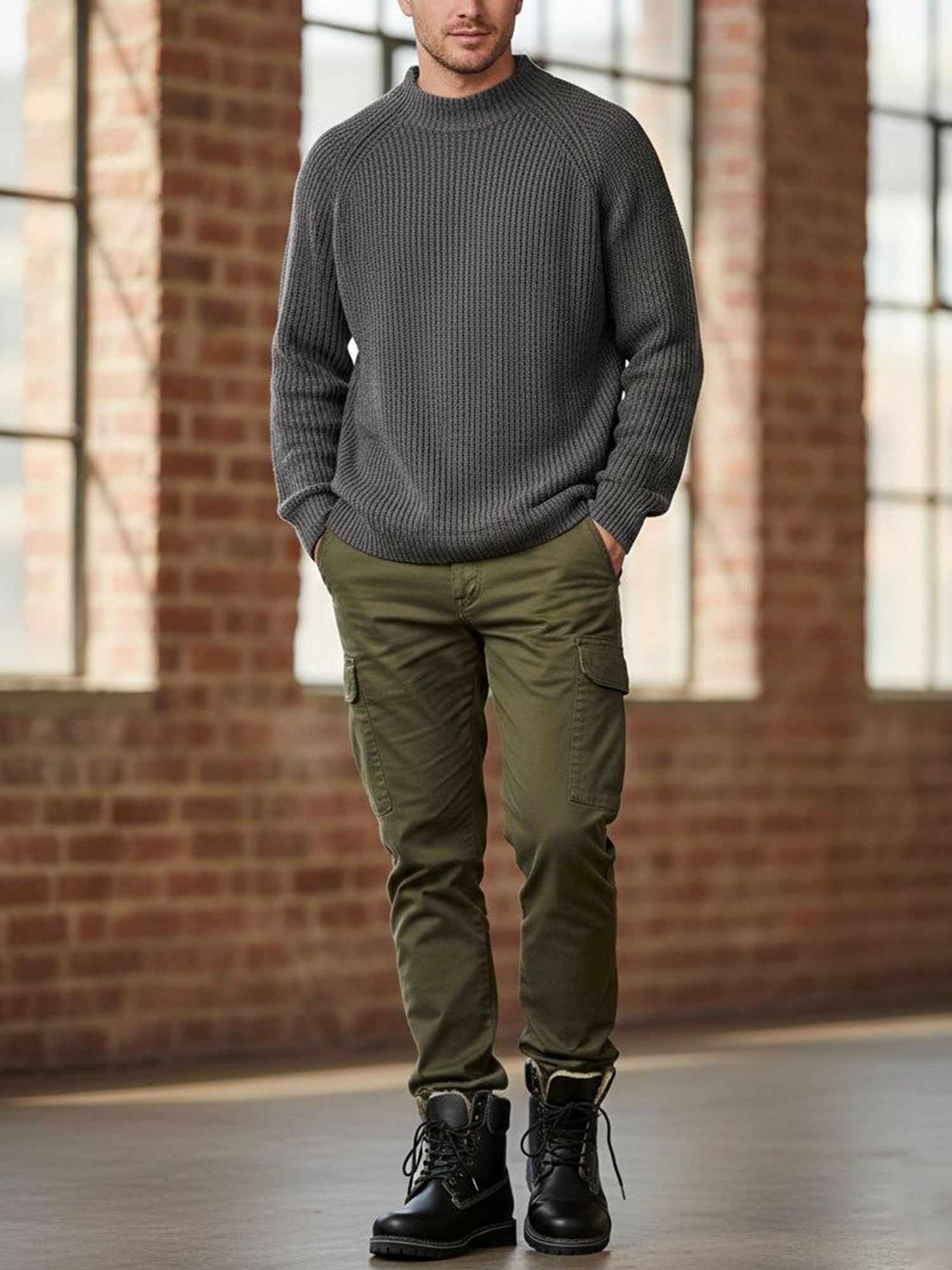 Recycelter Rundstrick-Mockneck