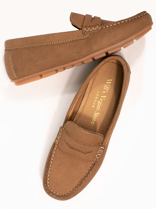 Vegane Wildleder-Penny-Loafer | Vegane Slipper