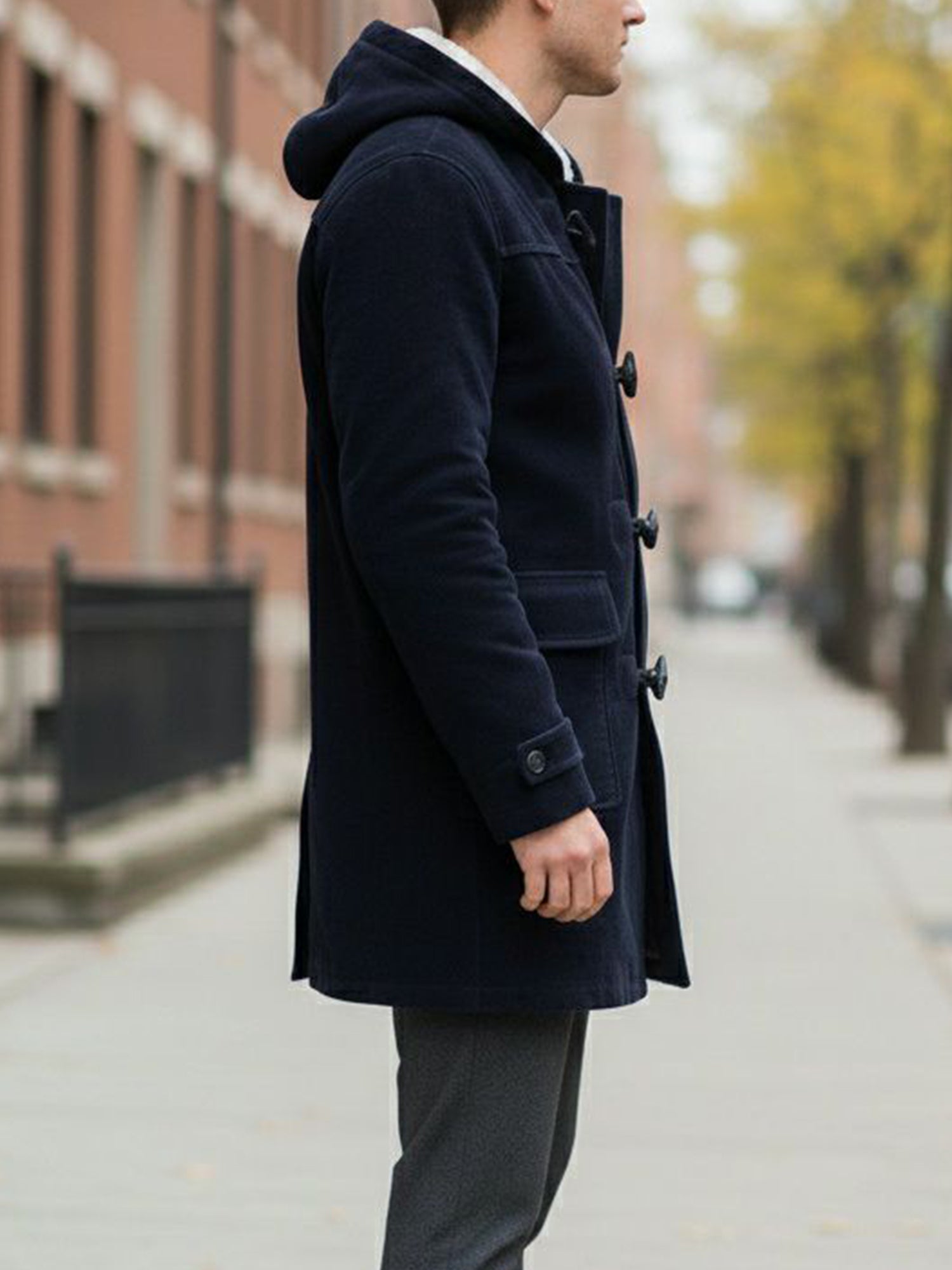 Duffle Coat aus veganer Wolle mit recyceltem veganem Shearling