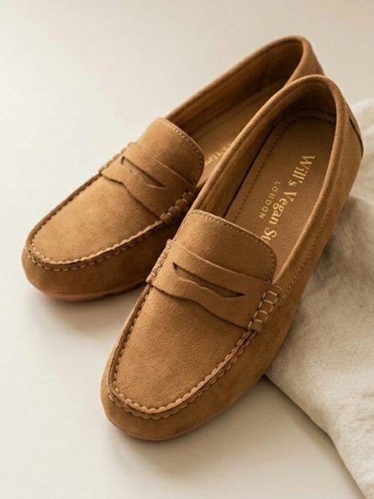 Vegane Wildleder-Penny-Loafer