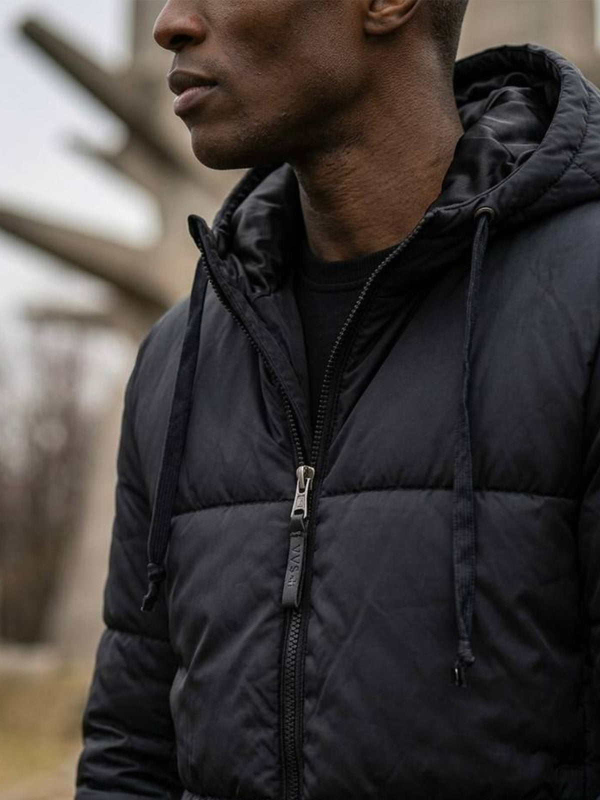 Recycelte Pufferjacke mit Kapuze
