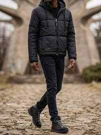 Recycelte Pufferjacke mit Kapuze
