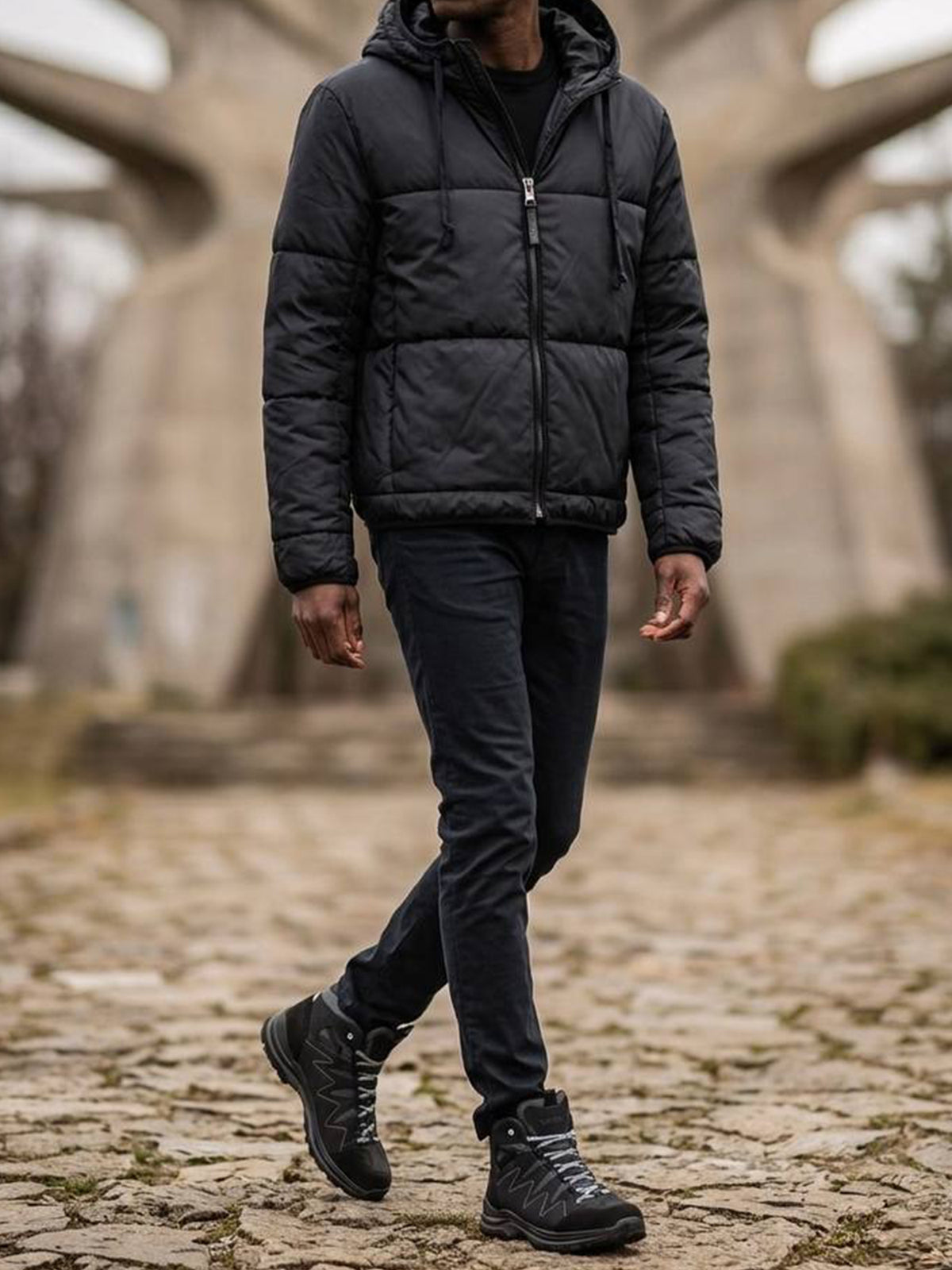 Recycelte Pufferjacke mit Kapuze