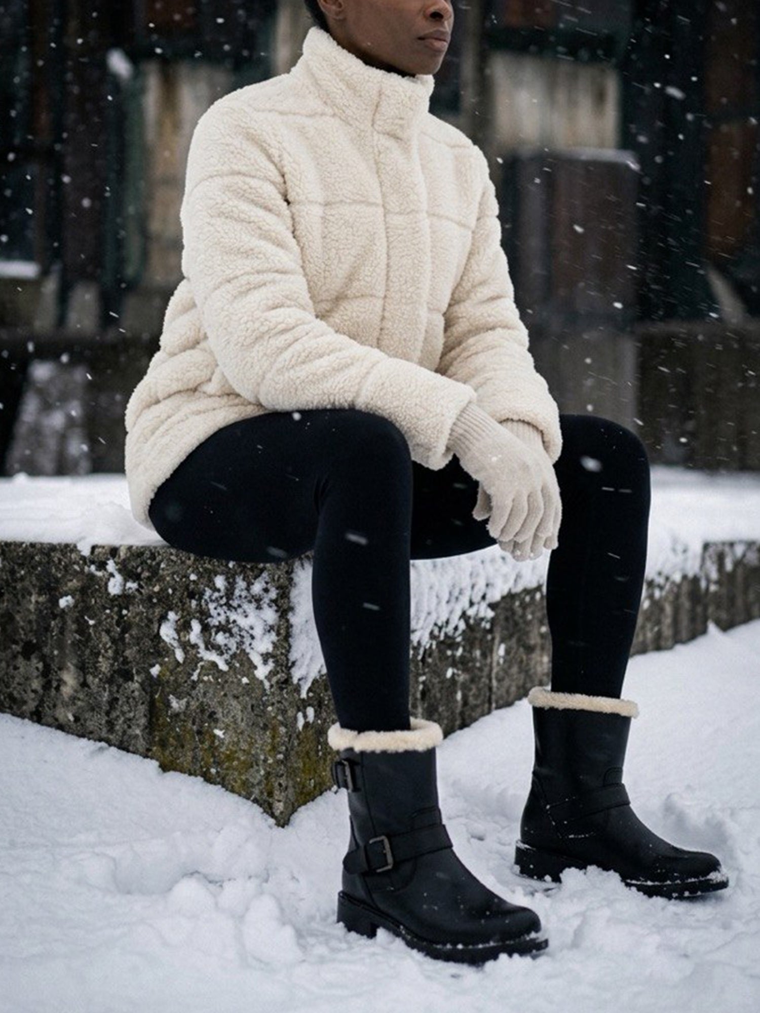 Recycelte Teddy-Pufferjacke