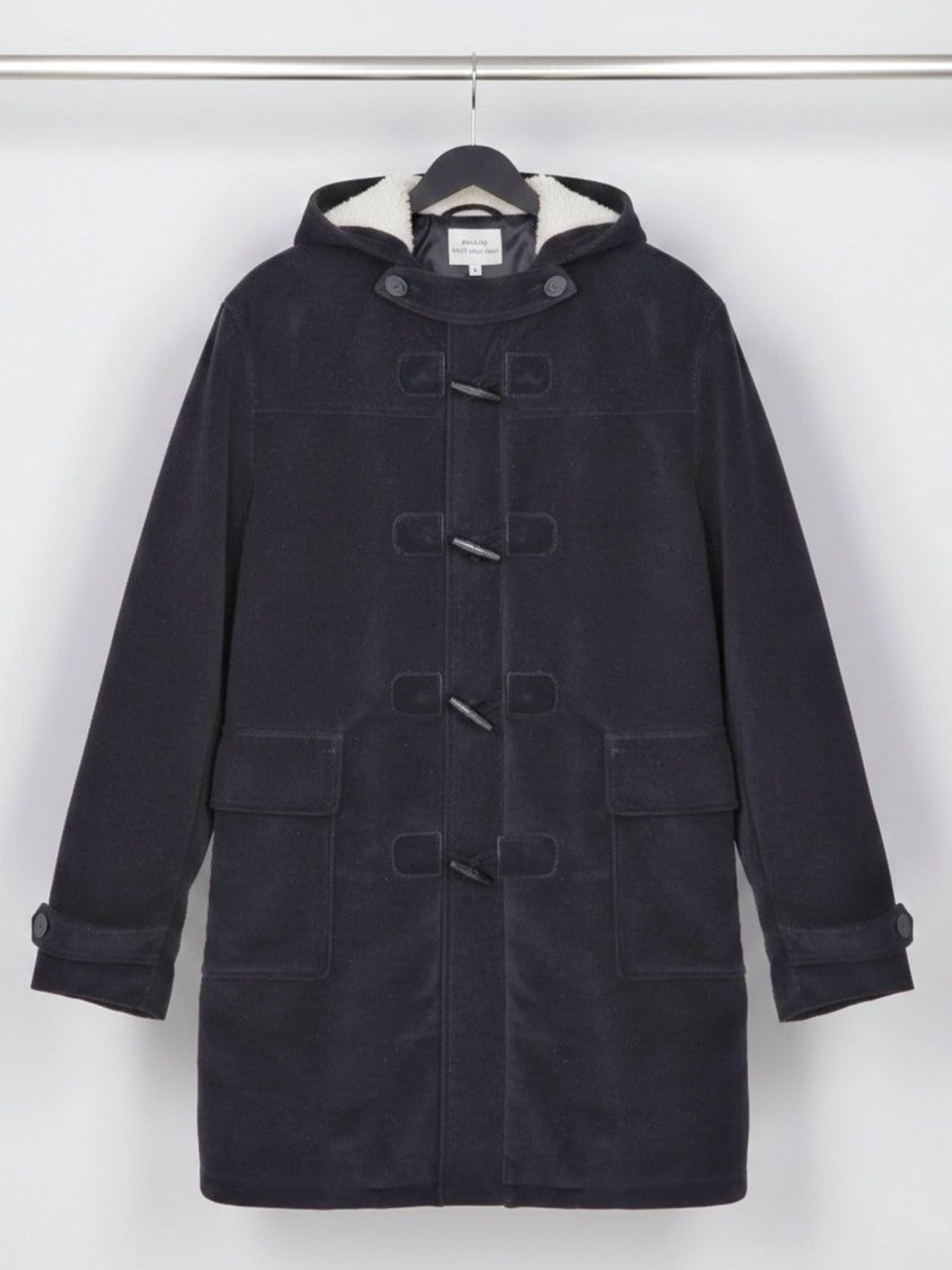 Duffle Coat aus veganer Wolle mit recyceltem veganem Shearling