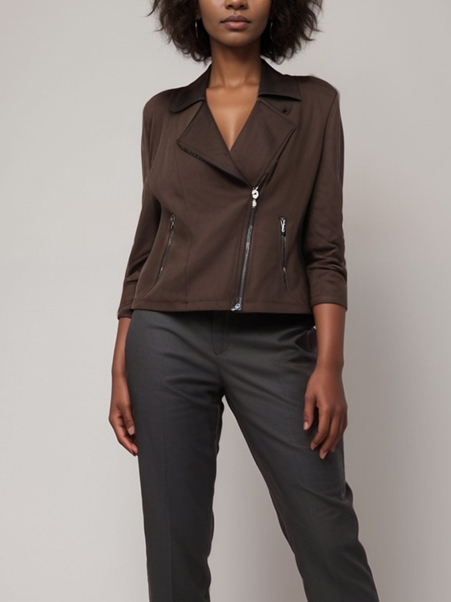 Veste biker en daim vegan 