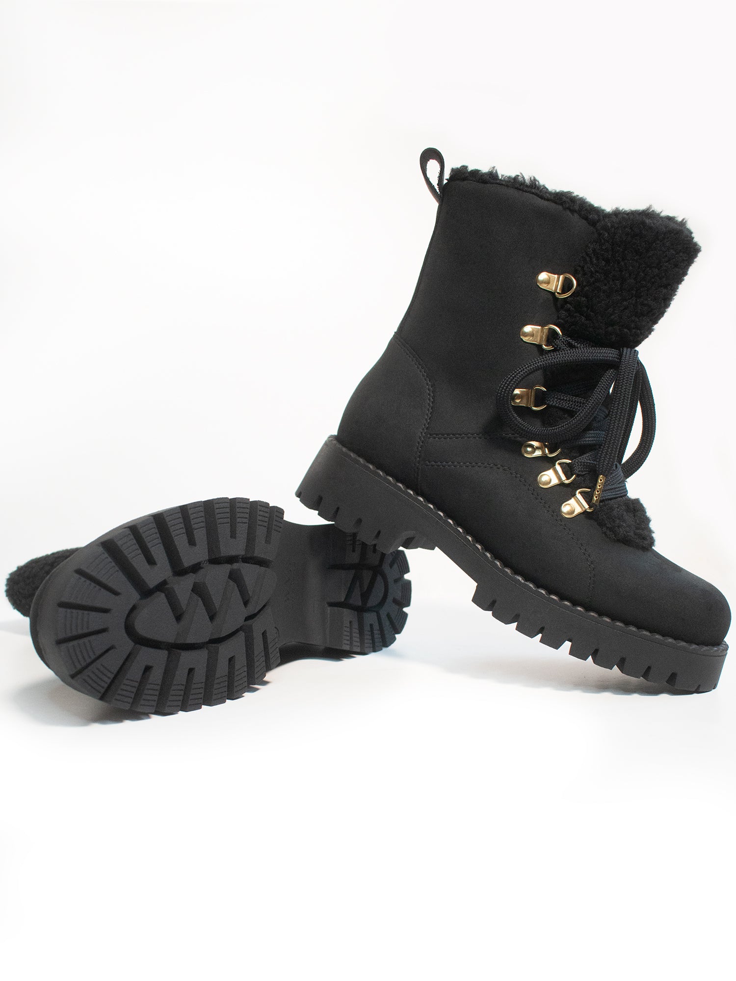 Recycelte vegane Shearling-Stiefel