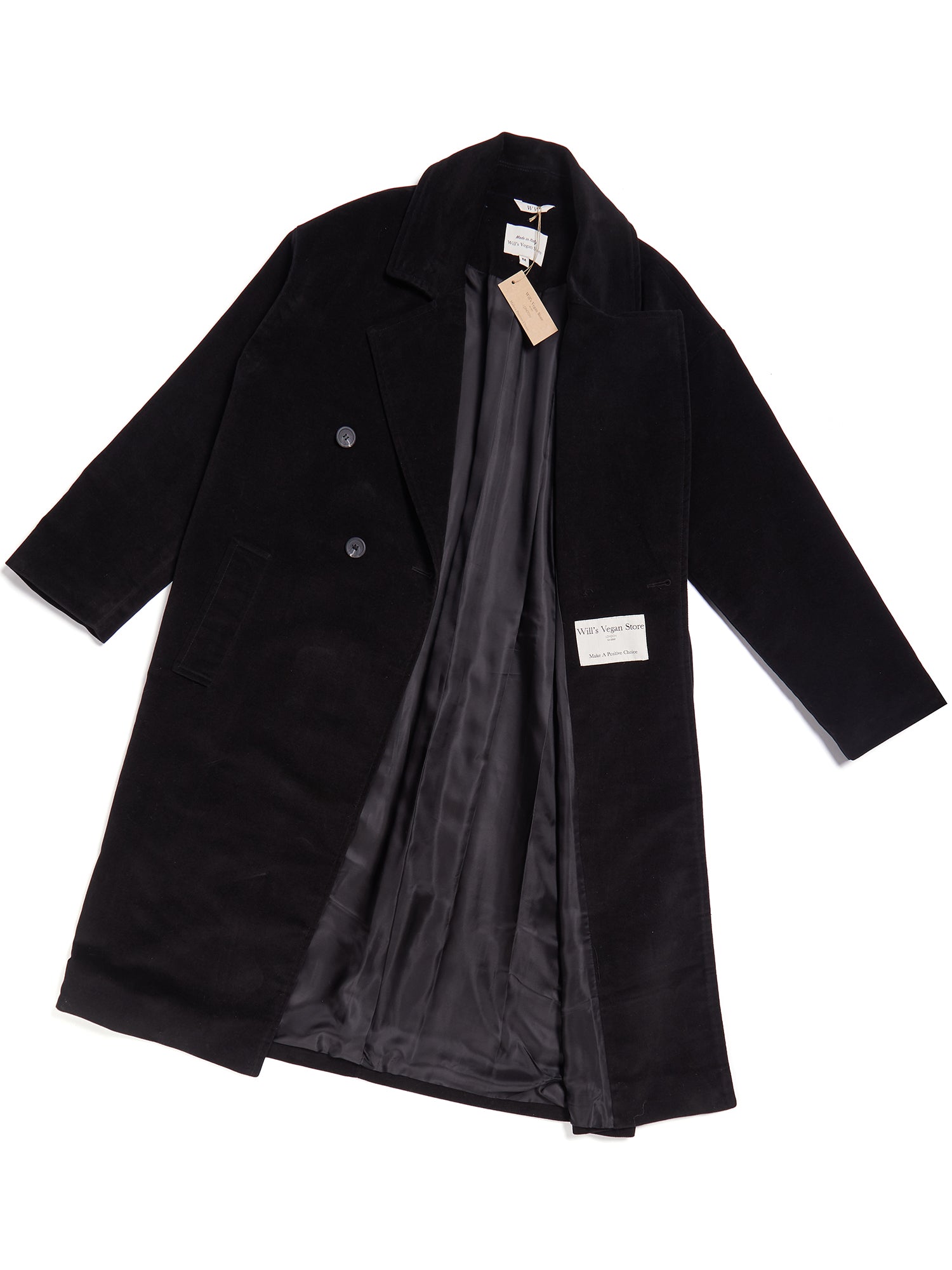 Zweireihiger Mantel aus veganer Wolle
