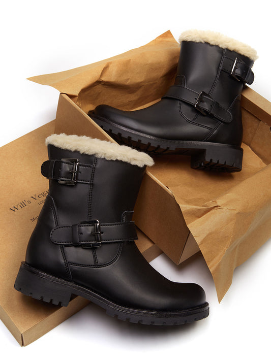 Isolierte Biker-Stiefel | Vegane Winterstiefel