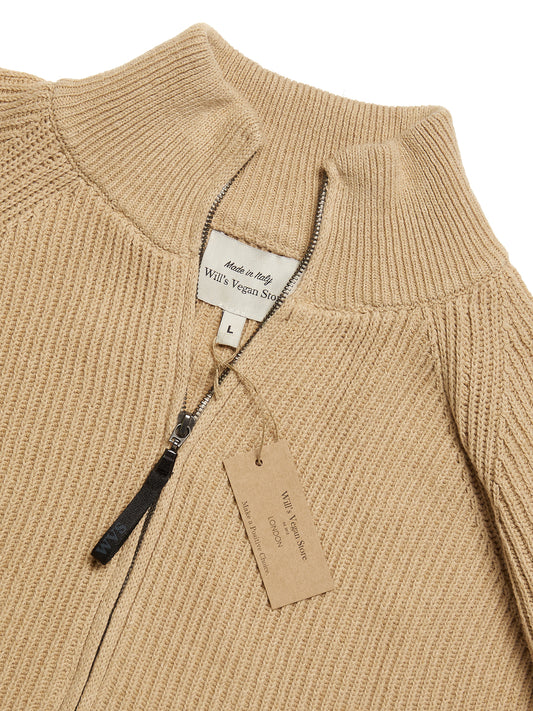Strickjacke mit durchgehendem Reißverschluss | Vegane Strickwaren