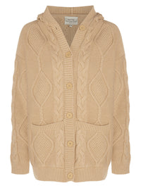 Strickjacke mit Kapuze und Knopfleiste