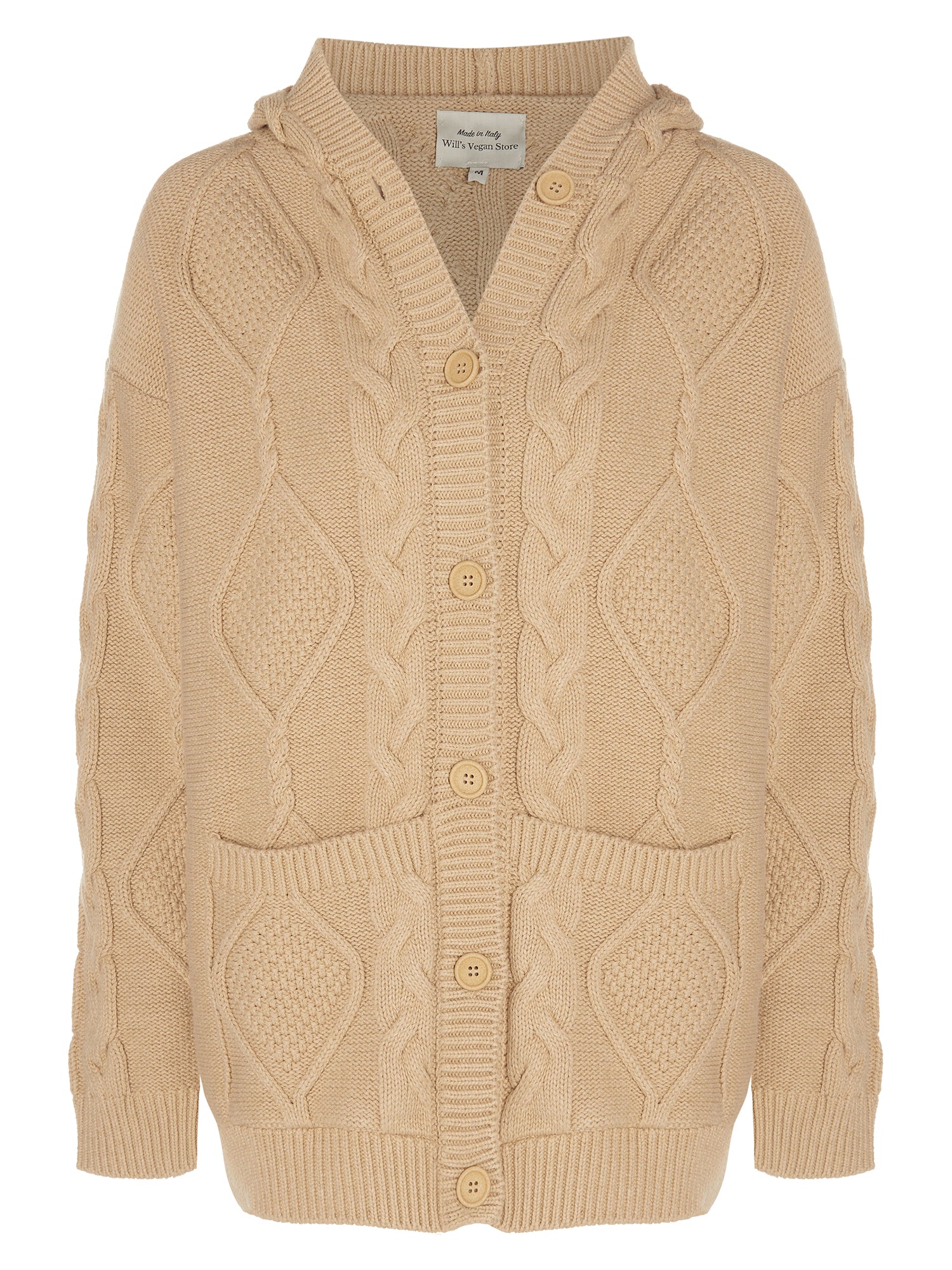 Strickjacke mit Kapuze und Knopfleiste