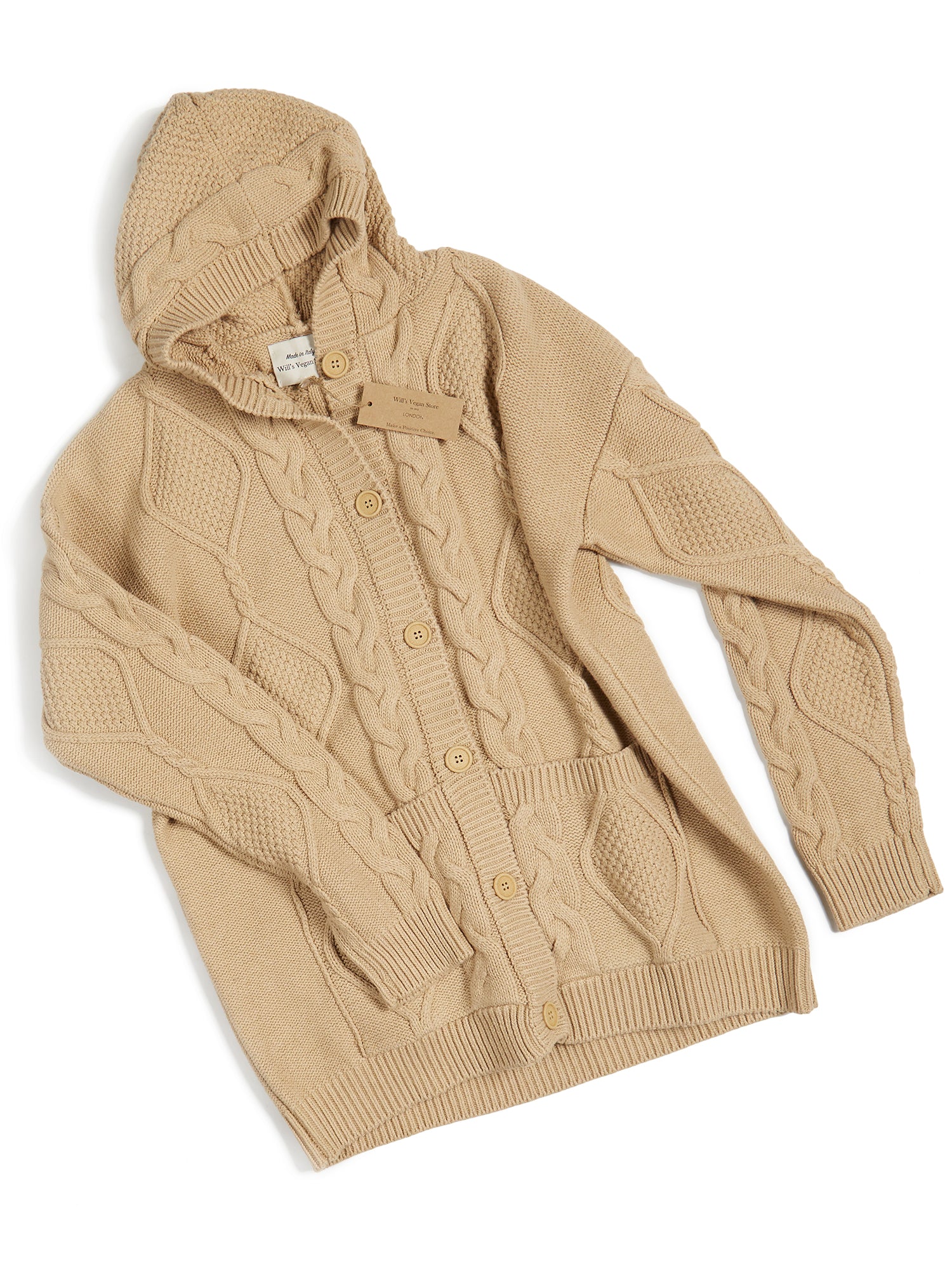 Strickjacke mit Kapuze und Knopfleiste