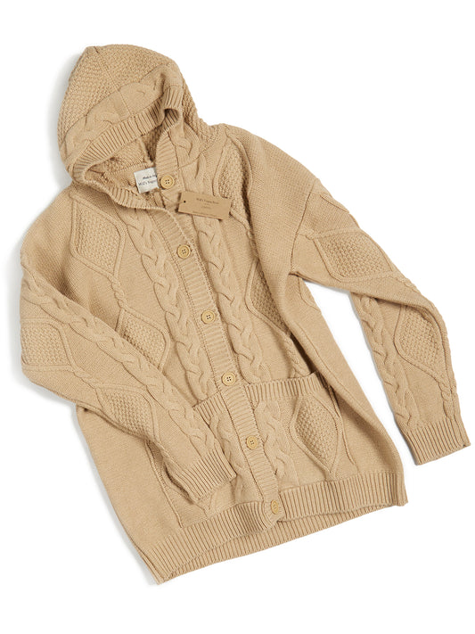 Strickjacke mit Kapuze und Knopfleiste | Vegane Strickwaren