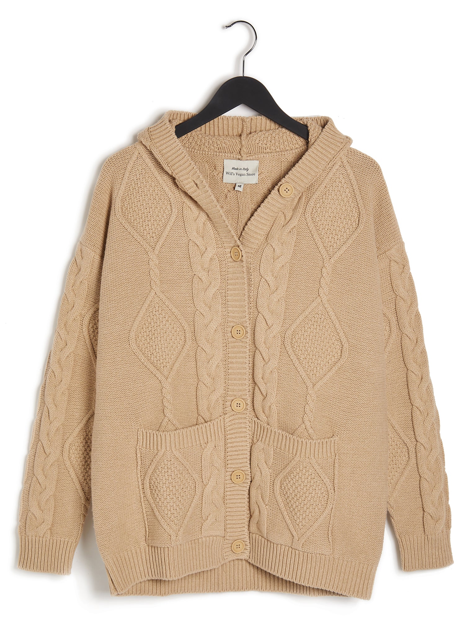 Strickjacke mit Kapuze und Knopfleiste